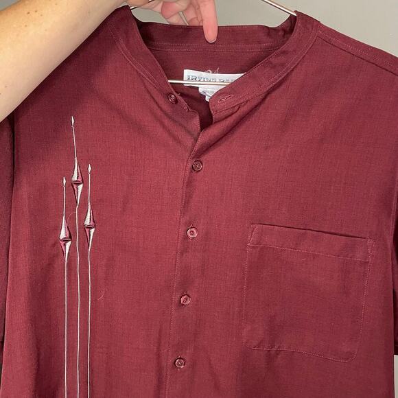 Irvine Park Bowling Maroon Button Up Mens Shirt Rockabilly Red size Extra Large - Picture 6 of 7